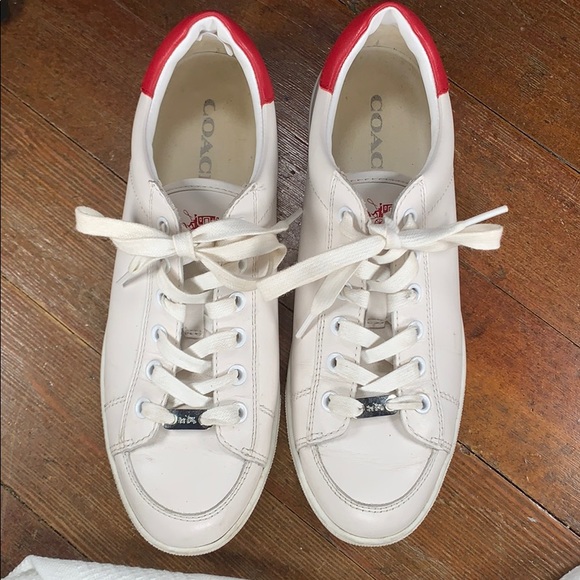 Coach Shoes - Coach porter lace up sneakers white & red W sz 8.5